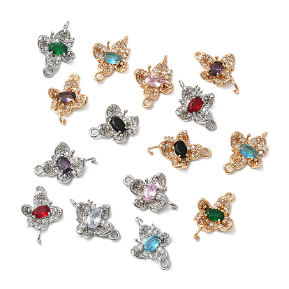 Шармы-соединители из латуни с микропаве из кубического циркония, бабочка