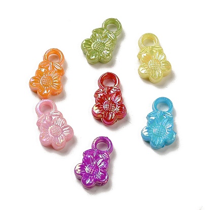 Plating Opaque Acrylic Pendants, AB Color, Flower