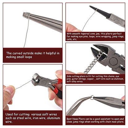8PCS/Set Mini Black Bent Crimping Pliers For DIY Beading Jewelry