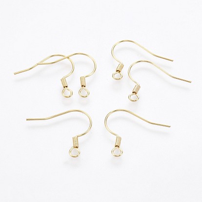 304 Stainless Steel Earring Hooks, Ear Wire, with Horizontal Loop