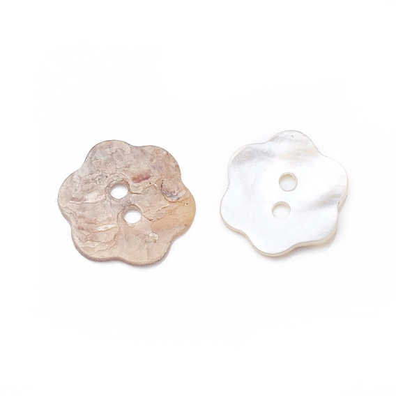2-Hole Shell Buttons, Flower