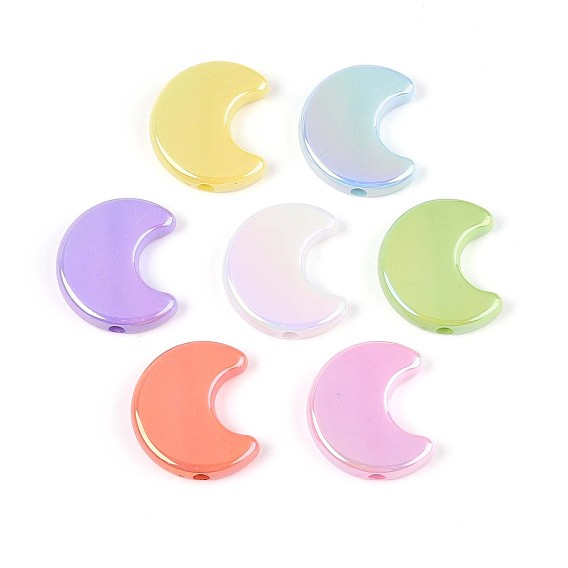 Непрозрачные акриловые бусины с УФ-покрытием, радужный, луна