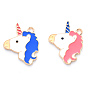 Alloy Enamel Pendants, Cadmium Free & Lead Free, Light Gold, Unicorn