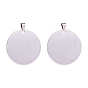 201 Stainless Steel Flat Round Stamping Blank Tag Pendants, with Snap on Bails