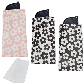 3шт. 3 цвета Прямоугольный чехол для очков из искусственной кожи с цветочным узором, переносной вставной чехол для солнцезащитных очков, мягкая сумка для хранения с отжимом сверху, с тканью для чистки очков из замшевого волокна (1 шт.)