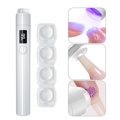Пластиковый перезаряжаемый набор для нейл-арта 4-в-1, ультрафиолетовый свет, полирование, Инструмент для штамповки и гравировки с гелевыми картриджами и USB-кабелем для зарядки.