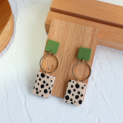 Серьги-подвески из акрила и смолы, прямоугольные