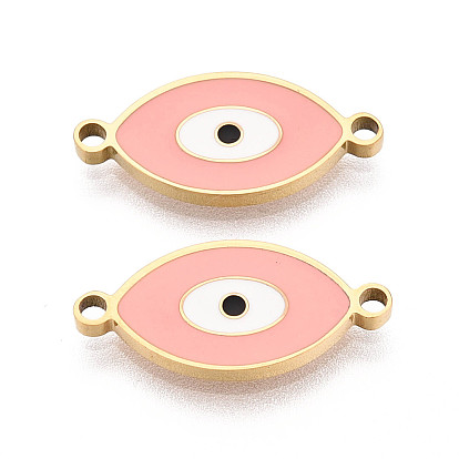 304 Звенья из нержавеющей стали с эмалью, символизирующие сглаз, ионное покрытие (ip), реальный 18 k позолоченный