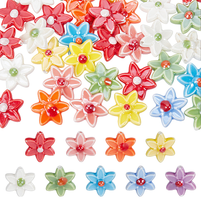 2 нити фарфоровые бусины ручной работы, цветок, жемчужные