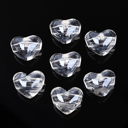 Прозрачные акриловые бусины, сердце, граненые