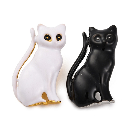 Эмалевые булавки в форме кошки из сплава, брошь котенок