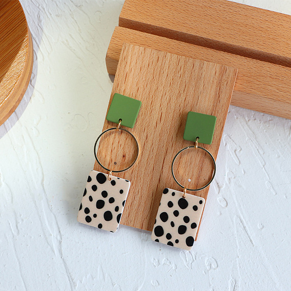 Серьги-подвески из акрила и смолы, прямоугольные