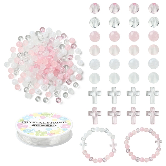 Наборы для изготовления браслетов своими руками, включая прозрачные пластиковые и акриловые бусины, Эластичная кристальная нить