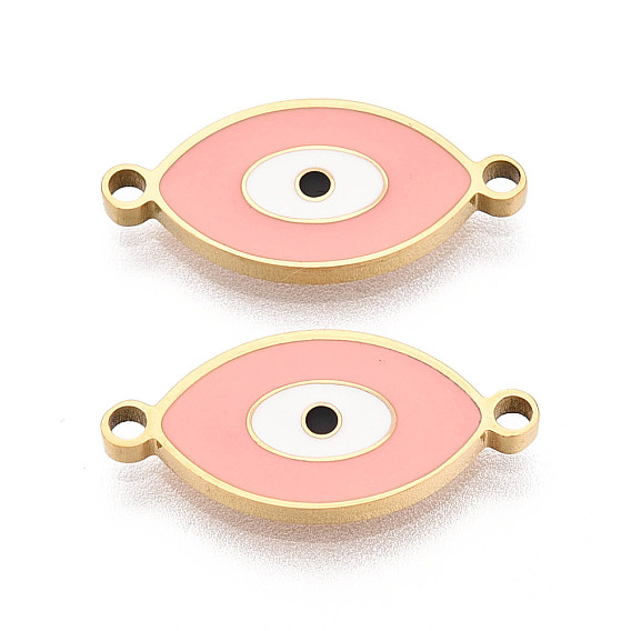 304 Звенья из нержавеющей стали с эмалью, символизирующие сглаз, ионное покрытие (ip), реальный 18 k позолоченный