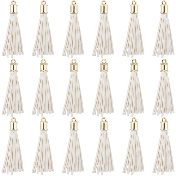 18pcs pendentifs pompon en simili cuir pu, avec trouvaille de fer doré