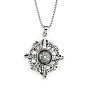 201 Stainless Steel Chain, Zinc Alloy and Glass Pendant Necklaces, Devil Compass