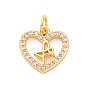 Латунные микро проложить кубического циркония подвески, без кадмия и без свинца, с оболочкой, сердце прелести, с целью перехода в кольце