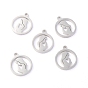 304 Stainless Steel Pendants, Laser Cut, Ring with Virgin Mary
