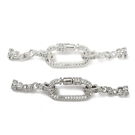 Латунное микропейв, прозрачный кубический цирконий, складные застежки, долговечный, стойки покрытие, овальные, с карабином с винтовым фиксатором