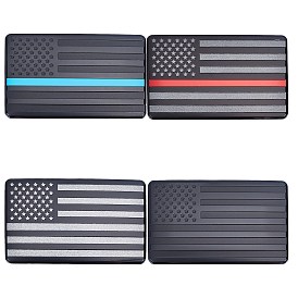 Gorgecraft 4Pcs 4 Style Aluminum Adhesive Sticker Car Stickers, DIY Car Decorations, Rectangle with Flag of the United States