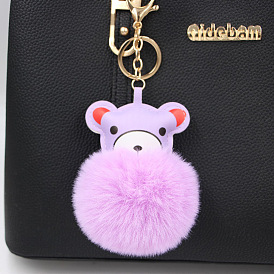 Cute Bear Fur Ball Bag Charm Cartoon Animal Gift Keychain for Clothing and Accessories