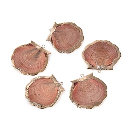 Pendentifs en coquillage naturel avec garniture en laiton doré électroplaqué, breloques en forme de coquillage