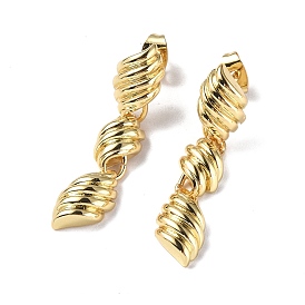 Brass Shell Shape Dangle Stud Earrings for Women