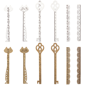 12шт 6 стиль тибетский стиль линейки сплава, ключ, кошка и шнурок