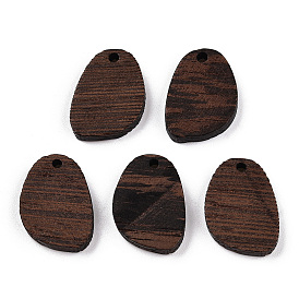 Natural Wenge Wood Pendants, Undyed, Oval Charms