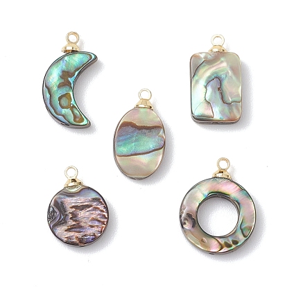 Подвески из натурального ушка / ракушки, с металлическими скобами, золотые