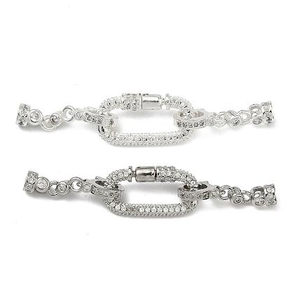 Латунное микропейв, прозрачный кубический цирконий, складные застежки, долговечный, стойки покрытие, овальные, с карабином с винтовым фиксатором