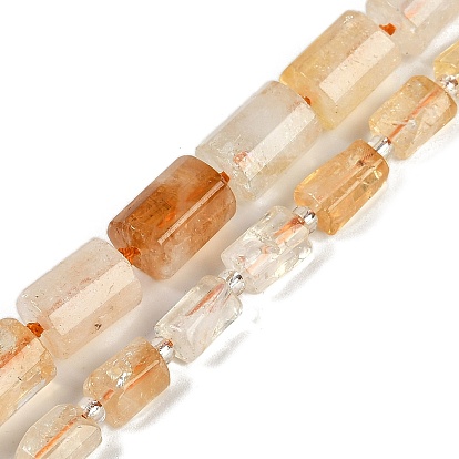 Природный желтый кварц нитей бисера, граненые, колонка