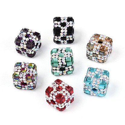 Бусины из полимерной глины со стразами и квадратным акрилом, сверкающие кубические бусины для самодельных украшений и украшений для ручек