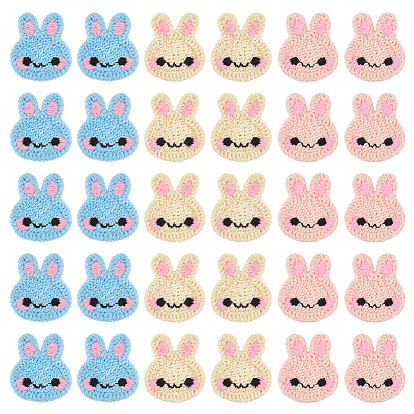 30 шт. 3 цвета пряжи кролика вязаные аппликации, Ткань для компьютерной вышивки из полиэстера, аксессуары для пришивания украшений