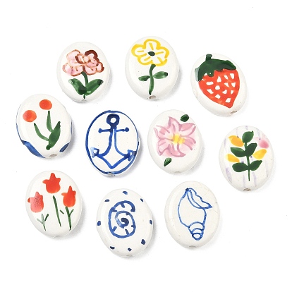 Фарфоровые бусины ручной работы, овальные, пастельный фарфор