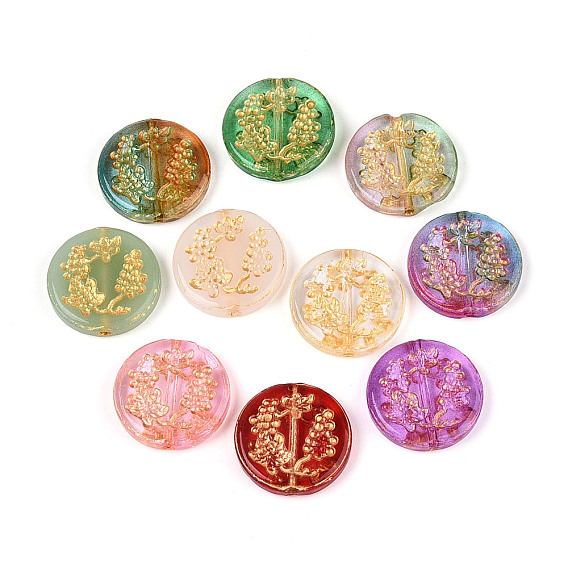 Прозрачные стеклянные бусины для выпечки, плоские круглые с цветком, металла обвитые