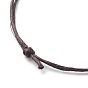Alloy Heart Beaded Cord Bracelet, Waxed Cotton Braided Adjustable Ring for Women