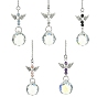 Décorations pendantes rondes en verre, avec pierre précieuse d'ange et lien en alliage, pour la décoration intérieure