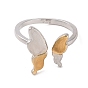 Two Tone Brass Butterfly Open Cuff Ring
