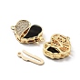 Valentine's Day Brass Micro Pave Cubic Zirconia Box Clasps, with Shell, Real 18K Gold Plated, Heart
