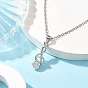Brass Micro Pave Cubic Zirconia Musical Note Pendants Necklace, 304 Stainless Steel Cable Chains Necklaces