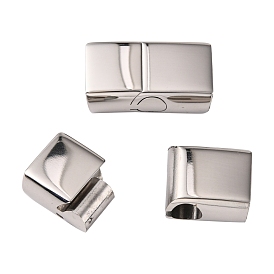 Rectangle Smooth Surface 304 Stainless Steel Magnetic Clasps with Glue-in Ends, 24x13x8mm, Hole: 6x11.5mm
