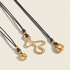 Регулируемые 304 подвески из нержавеющей стали с черными веревками для женщин, золотые