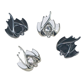 Подвески из эмали и сплава, подвеска в виде ангельского сердца, платина