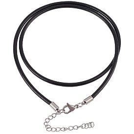 10 шт. изготовление круглых кожаных шнуров для ожерелий, с 304 нержавеющей стали омары коготь застежками и наполнителя цепей, цвет нержавеющей стали