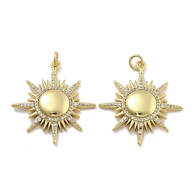 Латунные микропаве прозрачные подвески с фианитом, без кадмия, без никеля и без свинца, солнце, с целью перехода в кольце