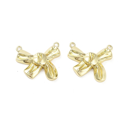 Rack Plating Brass Pendants, Long-Lasting Plated, Lead Free & Cadmium Free, Bowknot