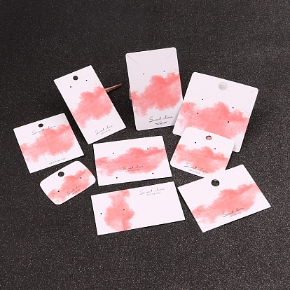 100Pcs Cloud Print Paper Jewelry Display Cards, for Earring/Jewelry/Hair Clip/Bracelet/Necklace Display, Rectangle/Square
