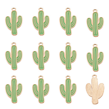 Подвески из эмалевого сплава с покрытием из легкого золота, без кадмия и без свинца, кактус