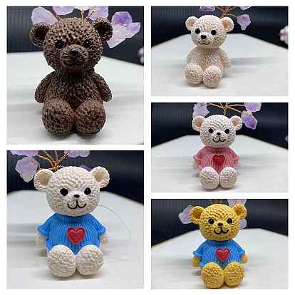 Украшение для медведя из смолы, с натуральным аметистовым деревом, украшение для дома по фэн-шуй